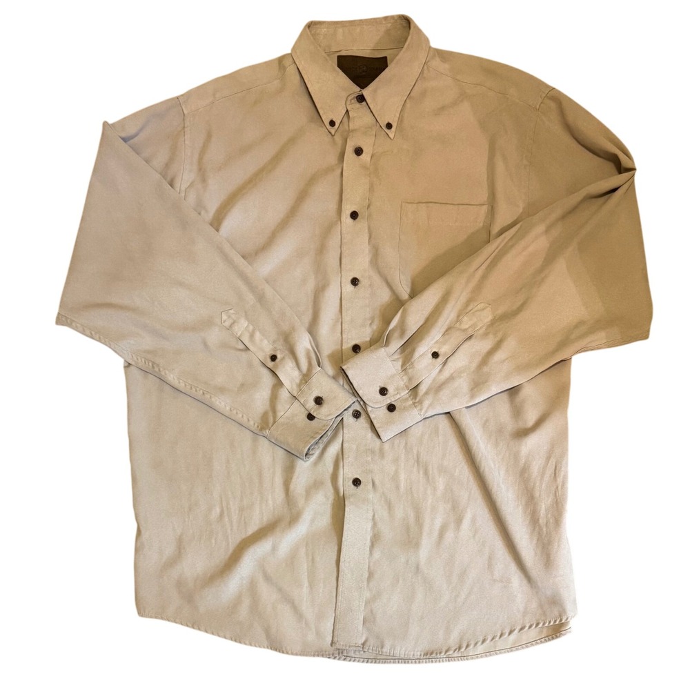 Men's‎ Duck Head Expedition Shirt XL Tan Faux Suede Long Sleeve Button Down